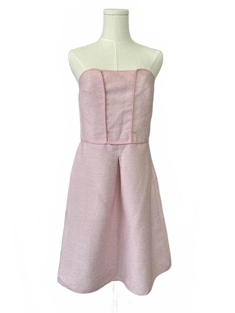 Emporio Armani Strapless Pink Tweed Textured Fit and Flare Dress Size‎ US 10